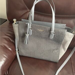 kate spade Gray Suede & Leather Tote with Tassel Accent